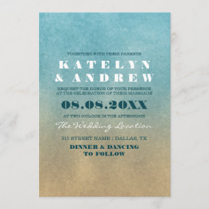 Beach Ombre Wedding Invitation Kaart