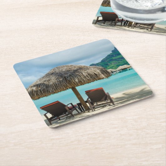 Beach on Bora Bora onderzetter (Schuin)