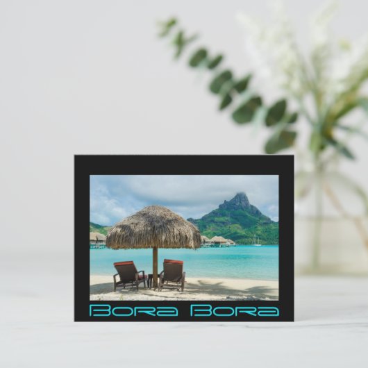 Beach on Bora Bora zwarte grens briefkaart (Staand voorkant)