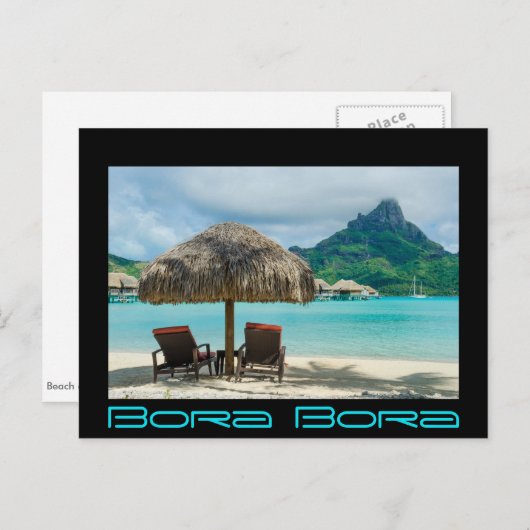 Beach on Bora Bora zwarte grens briefkaart (Voorkant / Achterkant)