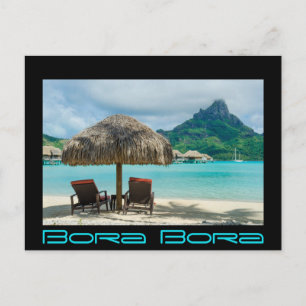 Beach on Bora Bora zwarte grens briefkaart