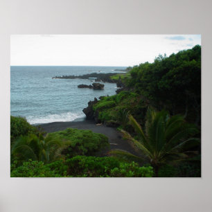 Beach on Road to Hana, Poster Maui Hawaii