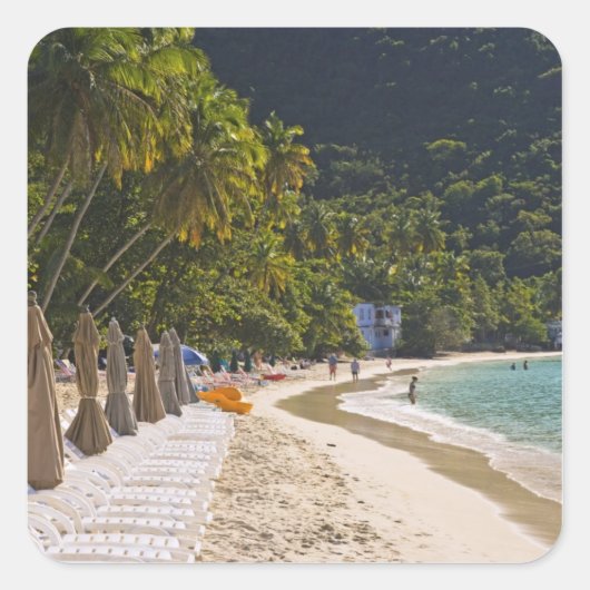 Beach op Cane Garden Bay, eiland Tortola Vierkante Sticker (Voorkant)