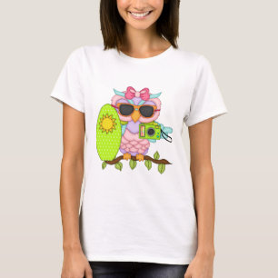 Beach Owl cartoon pret t t-shirt