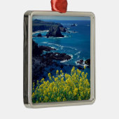 Beach Pacific Coastline Wildbloemen Mendocino Metalen Ornament (Rechts)