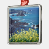 Beach Pacific Coastline Wildbloemen Mendocino Metalen Ornament (Links)