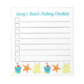 Beach Packing Vacking Checklist Sandcastle Bucket Notitieblok (Voorkant)
