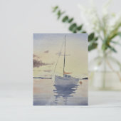 Beach painting with a boat Watercolor Briefkaart (Staand voorkant)