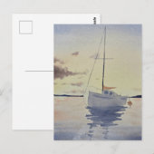 Beach painting with a boat Watercolor Briefkaart (Voorkant / Achterkant)