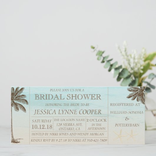 Beach Palm Bridal Shower Kaart (Staand voorkant)