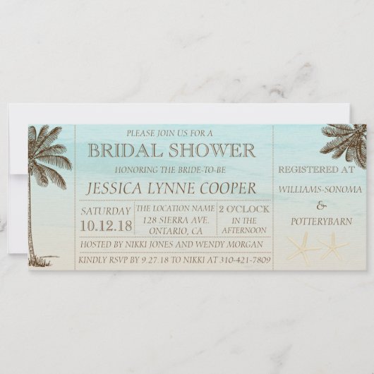 Beach Palm Bridal Shower Kaart (Voorkant)