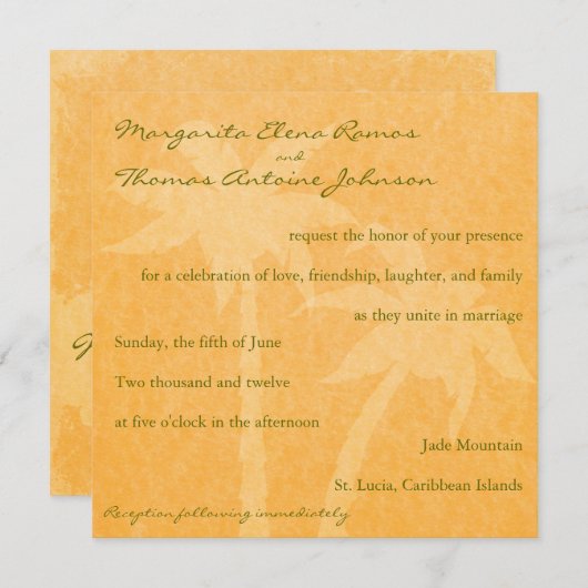 Beach Palm bruiloft Kaart (Voorkant / Achterkant)