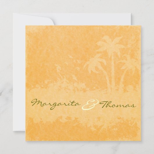 Beach Palm bruiloft Kaart (Achterkant)