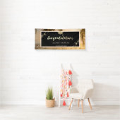 Beach Palm Glitter Afstudeerhoed, Confetti Spandoek (Insitu)