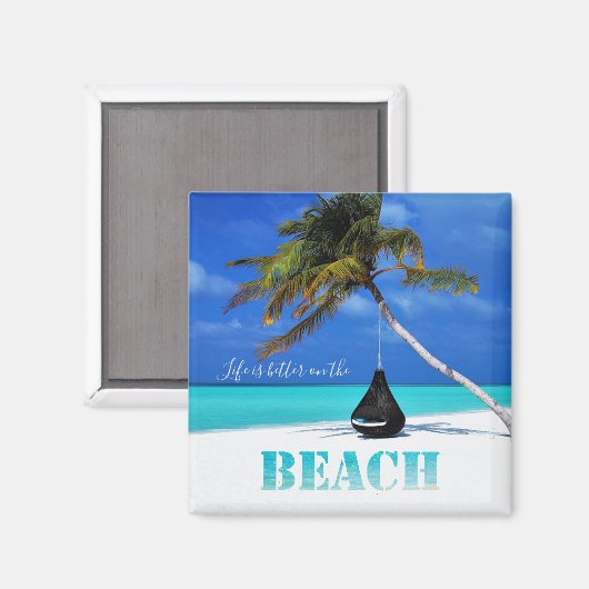Beach, Palm, het leven is beter op het strand Magneet (Voorkant / Achterkant)