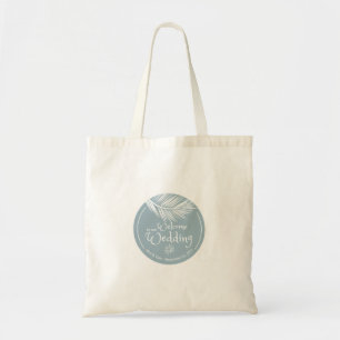 Beach Palm Leaf Dusty Blue Weddenschap Welkomsttas Tote Bag