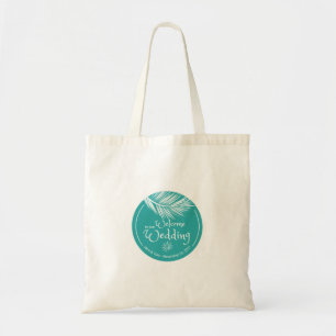 Beach Palm Leaf Turqoise Weduwwelkomsttas Tote Bag