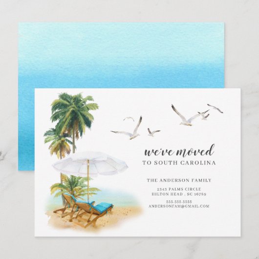Beach Palm Moving Announement Kaart (Voorkant / Achterkant)