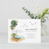 Beach Palm Moving Announement Kaart (Staand voorkant)