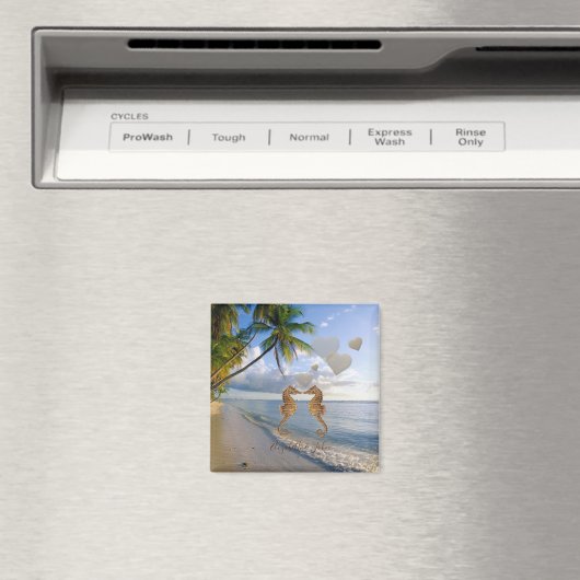 Beach, Palm, Seapaarden in Love - Personated Magneet (Insitu (Vaatwasser))