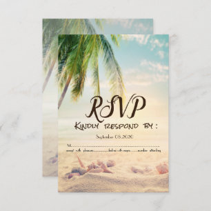 Beach, Palm, Seastar, Seashell RSVP Uitnodiging