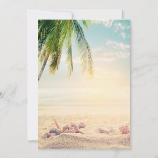 Beach, Palm, Seastar, Seashell Verloving Kaart (Achterkant)