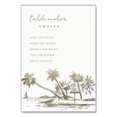 Beach Palm Sketch Bleek Gold Wedding Seating Chart Kaart (Voorkant)