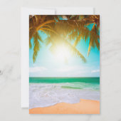 Beach, Palm, Sun, String Lights Script RSVP Kaart (Achterkant)