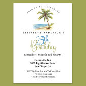 Beach Palm Tree 25th Birthday Kaart