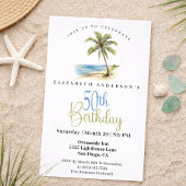 Beach Palm Tree 50th Birthday Kaart