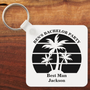Beach Palm Tree Bachelor Party Groomsmen Sleutelhanger
