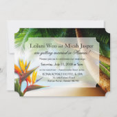 Beach Palm Tree Bird of Paradise Wedding Kaart (Voorkant)