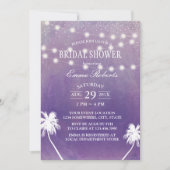 Beach Palm Tree Paars Waterverf Vrijgezellenfeest Kaart (Voorkant)