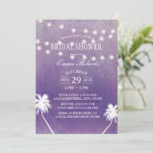 Beach Palm Tree Paars Waterverf Vrijgezellenfeest Kaart (Staand voorkant)