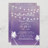 Beach Palm Tree Paars Waterverf Vrijgezellenfeest Kaart (Voorkant / Achterkant)