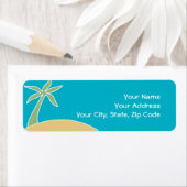 Beach Palm Tree retouradres uitnodigingslabel Etiket (Insitu)