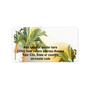 Beach Palm Tree Return-adres Etiket