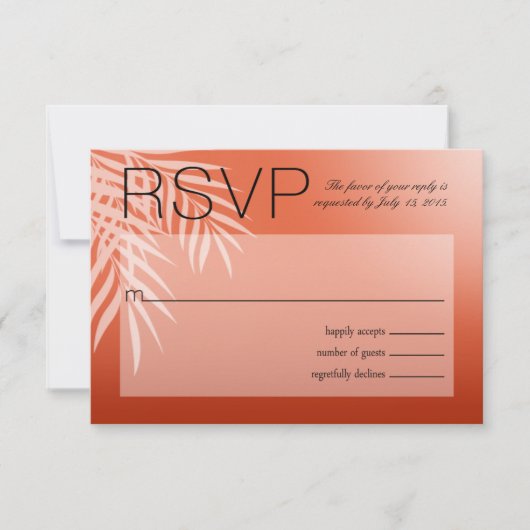 Beach Palm Tree Silhouette RSVP | koraal Kaartje (Voorkant)