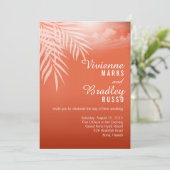 Beach Palm Tree Silhouette Wedding | koraal Kaart (Staand voorkant)