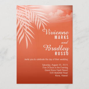 Beach Palm Tree Silhouette Wedding   koraal Kaart