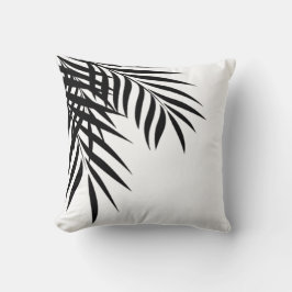 Beach Palm Tree Silhouette | wit en zwart Kussen