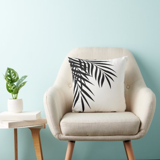 Beach Palm Tree Silhouette | wit en zwart Kussen (Stoel)