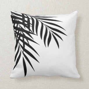 Beach Palm Tree Silhouette   wit en zwart Kussen
