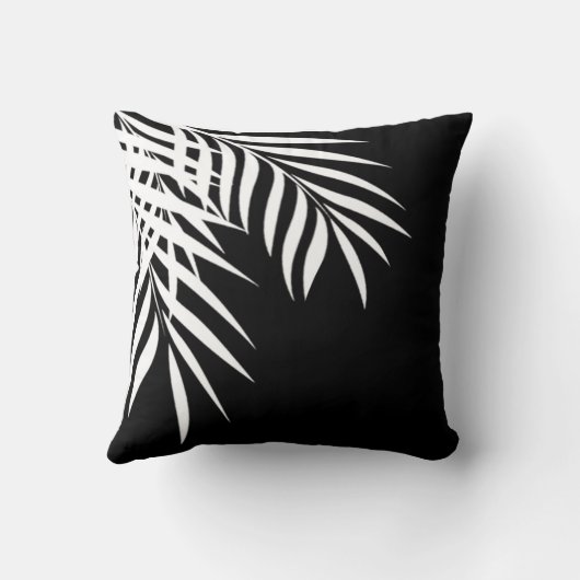 Beach Palm Tree Silhouette | zwart-wit Kussen (Achterkant)