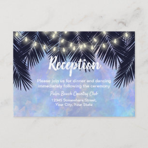 Beach Palm Tree String Lights Waterverf Reception Kaart