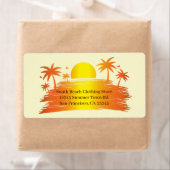 Beach Palm Tree Sunset Tropische Personal Business Etiket (Insitu)