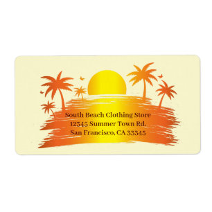 Beach Palm Tree Sunset Tropische Personal Business Etiket
