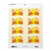 Beach Palm Tree Sunset Tropische Personal Business Etiket (Full Sheet)