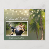 Beach Palm Tree Tropical Save the Date Briefkaarte Aankondigingskaart (Voorkant)