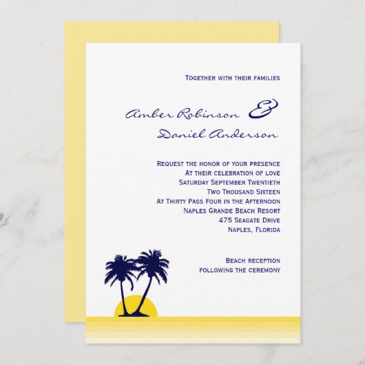 Beach Palm Tree Weddenschap Kaart (Voorkant / Achterkant)